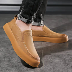 Chaussures en cuir véritable pour hommes, mocassins à l'offre elles souples en caoutchouc, chaussures de marche légères, mocassins décontractés de style britannique, chaussures de luxe