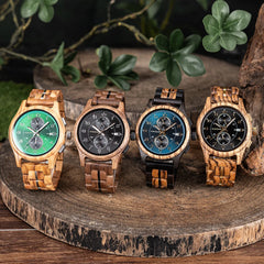 BOBO BIRD Montres pour hommes 44mm Montre à quartz de luxe Boîtier et bracelets légers en bois Montres pour le soutien décontracté Boîte cadeau personnalisée