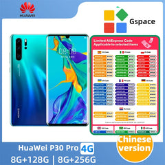 Huawei-Smartphone P30 Pro, Android, 6.47 ", appareil photo 40MP, 128 Go, 512 Go, Google Play, téléphones d'occasion, version CN originale