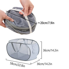 Panier à linge pliant cloison vêtements sales tri sac en maille organisateur de salle de bain épaissi avec cadre seau de rangement en tissu