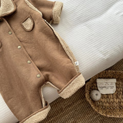 Version coréenne hiver bébé garçon et bébé fille avec combinaison en peluche épaisse et chaude, combinaison d'extérieur élégante