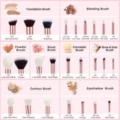 Jessup – ensemble de pinceaux de maquillage professionnels, 6-25 pièces, brosses de maquillage synthétiques naturelles, poudre de fond de teint, surligneur blanc perle T215