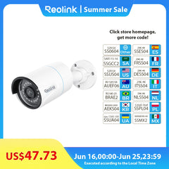 Reolink-Caméra de surveillance extérieure intelligente IP PoE HD 5MP (RLC-510A), dispositif de sécurité sans fil, avec vision nocturne infrarouge et détection de véhicule/hypothèque