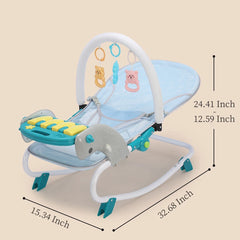 Chaise à bascule 2 en 1 pour bébé de 0 à 12 mois, avec musique et jouets, chaise pivotante à réglage de 4 niveaux, pour nouveau-né, activités pour bébé