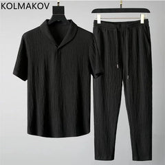 (Chemise + pantalon) 2024 été nouveauté hommes mode chemise classique hommes affaires chemises décontractées hommes un ensemble de vêtements taille M-4XL