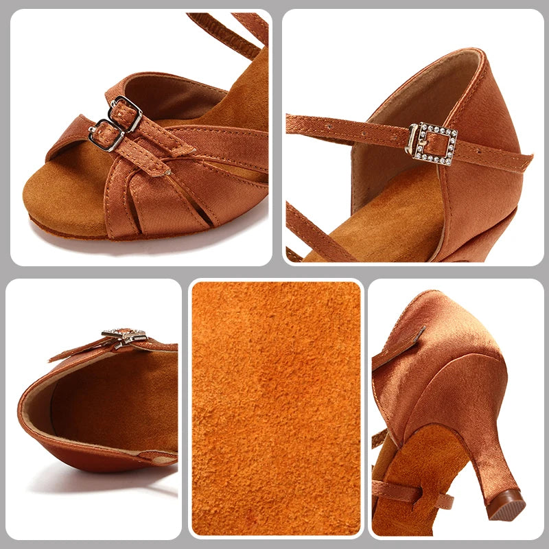 Chaussures de Danse Latine Moderne Pole Dance Chaussures Salsa Tango Talon Haut Réglable Chaussures Latines Pour Filles Dames