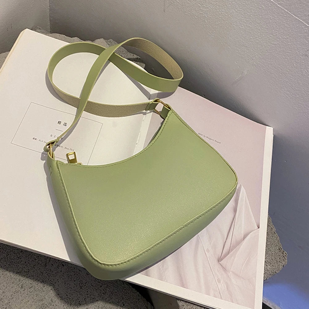 Sac à main rétro solide en cuir PU pour femmes, sous les bras, décontracté, nouvelle collection