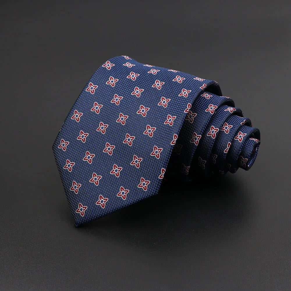 Nouveau Cravate Homme Classique Couleur Unie Rayure Plaid 8cm Jacquard Marine Cravate Accessoires Usure Quotidienne Cravat Mariage Cadeau de Fête