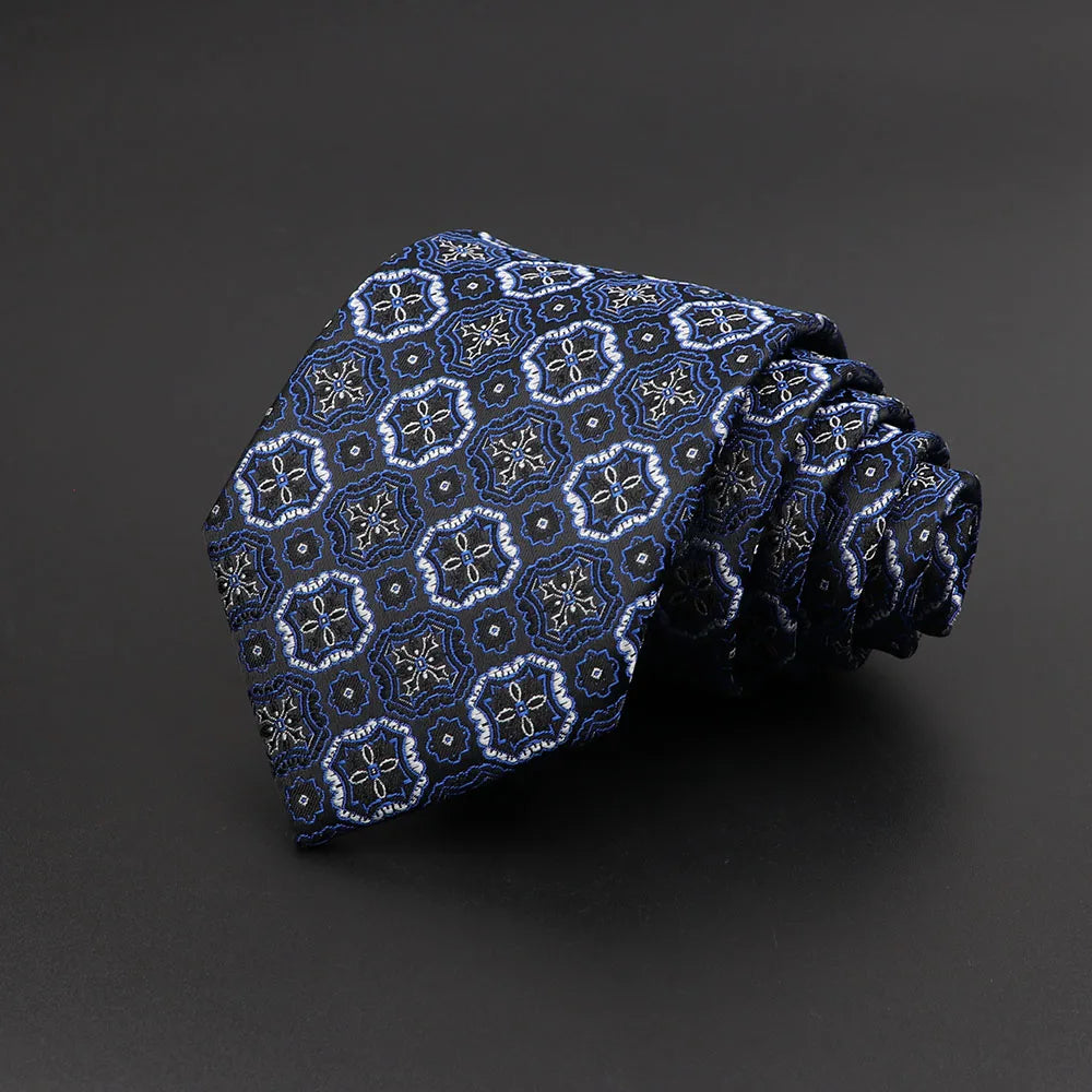 Nouveau Cravate Homme Classique Couleur Unie Rayure Plaid 8cm Jacquard Marine Cravate Accessoires Usure Quotidienne Cravat Mariage Cadeau de Fête