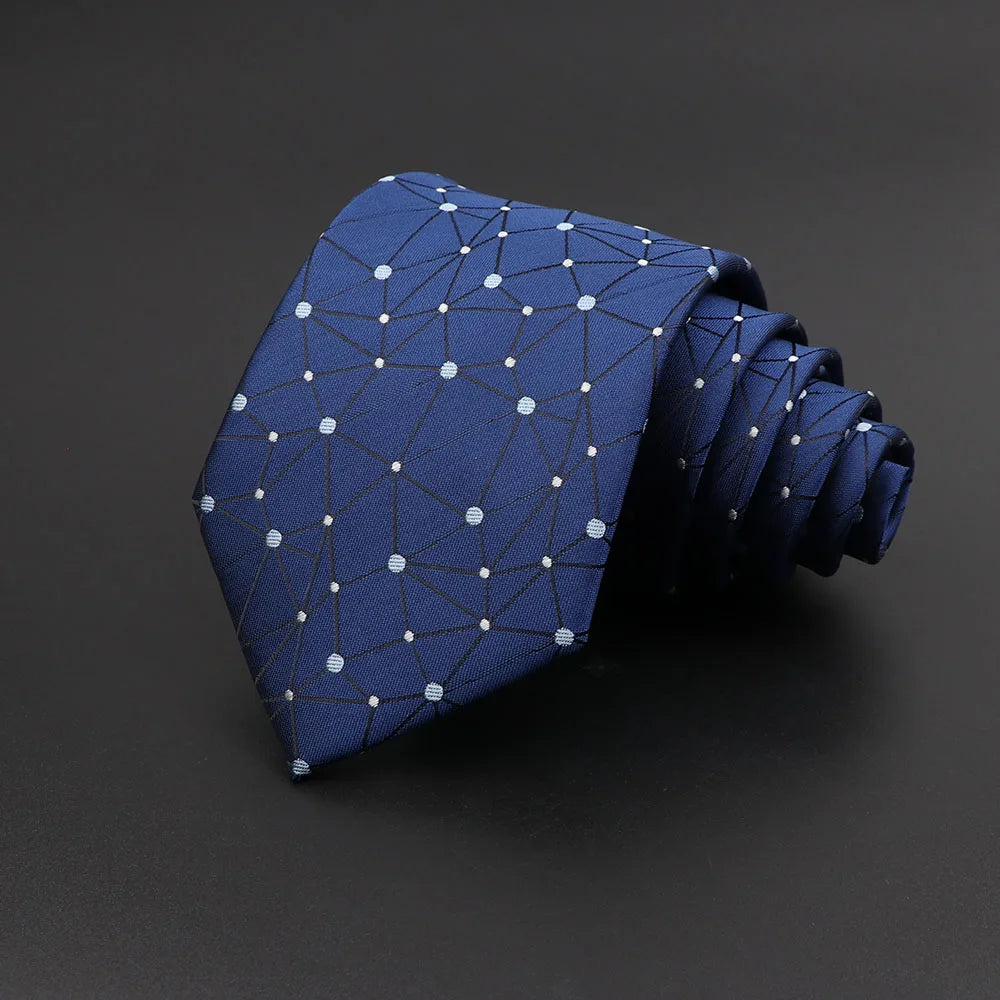 Nouveau Cravate Homme Classique Couleur Unie Rayure Plaid 8cm Jacquard Marine Cravate Accessoires Usure Quotidienne Cravat Mariage Cadeau de Fête