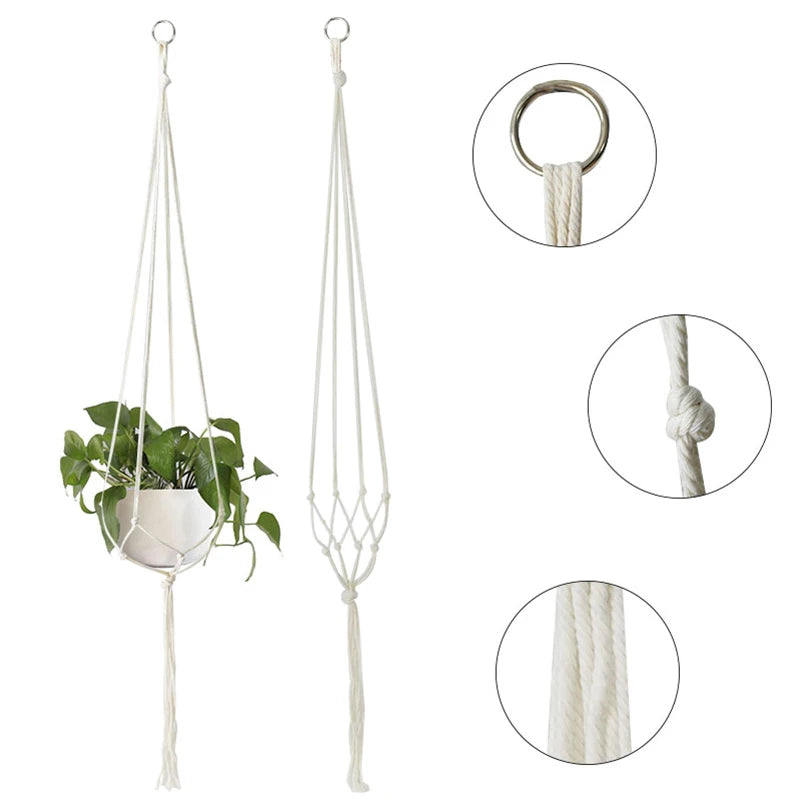 Panier suspendu de plantes en macramé fait à la main, support de Pots de fleurs, décoration suspendue de balcon, corde de levage nouée, fournitures de jardin pour la maison