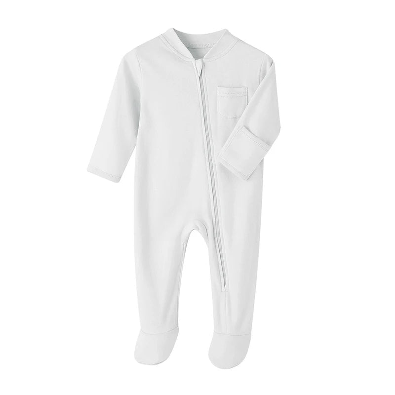 100% coton nouveau-né bébé vêtements couleur unie combinaison barboteuses fermeture éclair infantile garçons filles printemps chemise à bascule combinaisons pieds