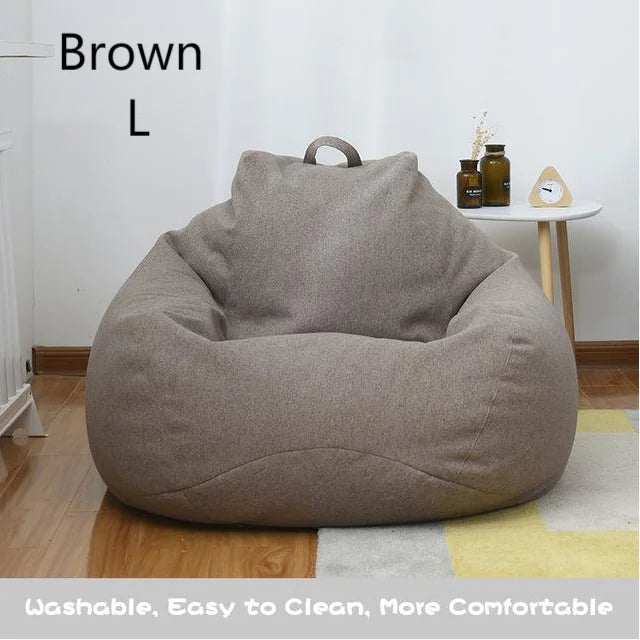 Comfort Lazy Sofas Cover Chairs Without Filler Linen Cloth Chairs Lounger Bean Bag Pouf Puff Sofa Cover for Tatami Living Room