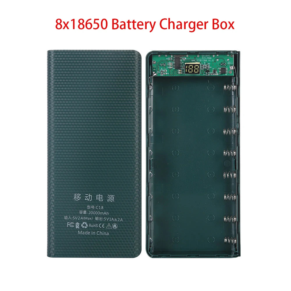 Charge rapide 18650 batterie externe 20000mAh USB Type C 5V étuis batterie Charge boîte de rangement sans batterie pour iPhone Xiaomi Huawei