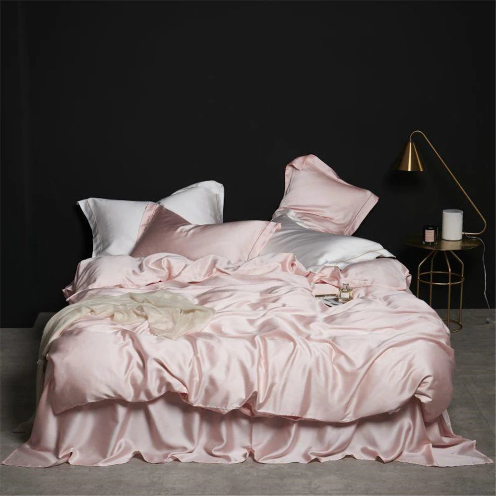 VEV-ESTHETE-Parure de lit vert foncé, ensemble de literie sain et pur, housse de luxe Queen et King, drap plat, taie d'oreiller, linge de lit, 100%