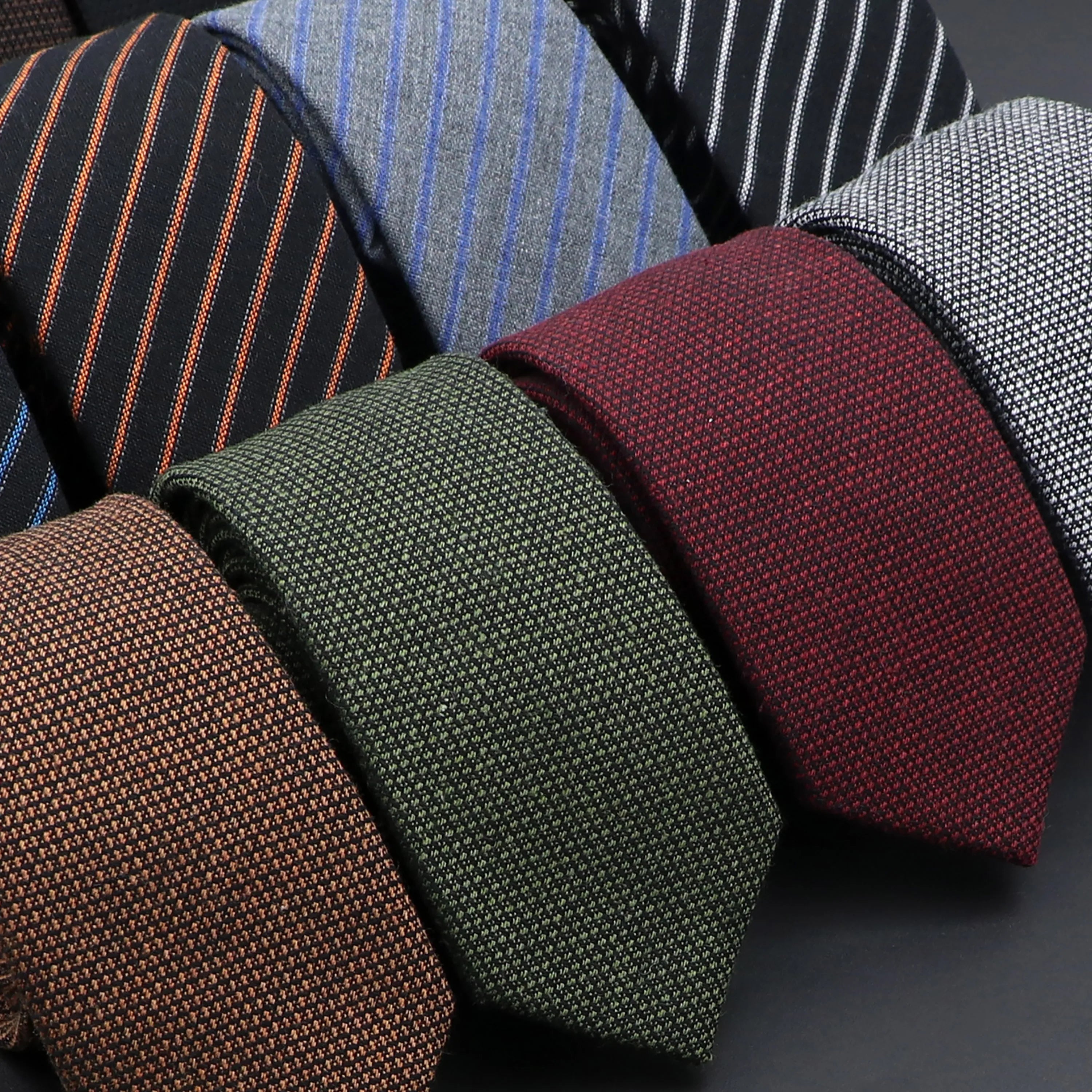 Coton solide fait à la main Cravates en laine Hommes Cravate Rayé Col étroit Slim Cachemire Casual Cravate Accessoires
