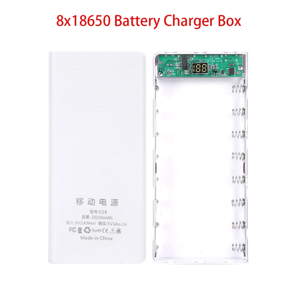 Charge rapide 18650 batterie externe 20000mAh USB Type C 5V étuis batterie Charge boîte de rangement sans batterie pour iPhone Xiaomi Huawei