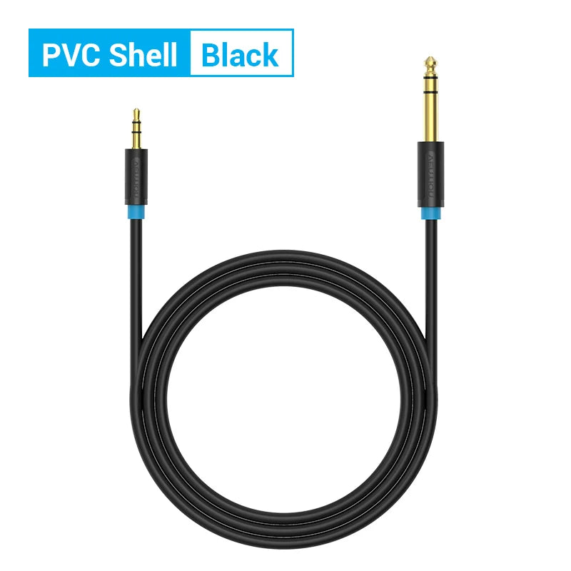 Vention 3.5mm à 6.35mm adaptateur câble auxiliaire pour mixeur amplificateur plaqué or Jack 3.5 vers jack 6.5 0.5m 3m 5m Aux cabo mâle à mâle