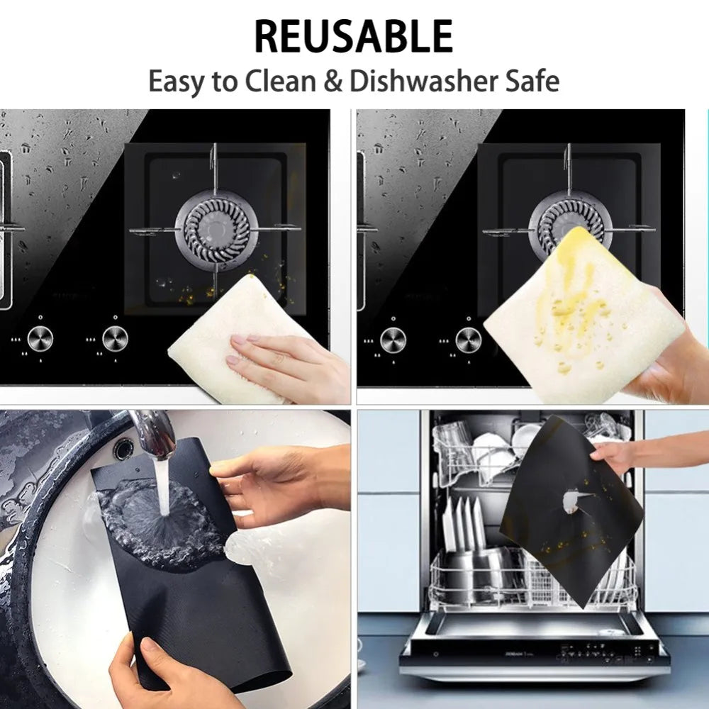 Protecteur de cuisinière à gaz, 4 pièces, revêtement de couverture de cuisinière à gaz, tapis de nettoyage, protection de cuisinière à gaz, accessoires de cuisine