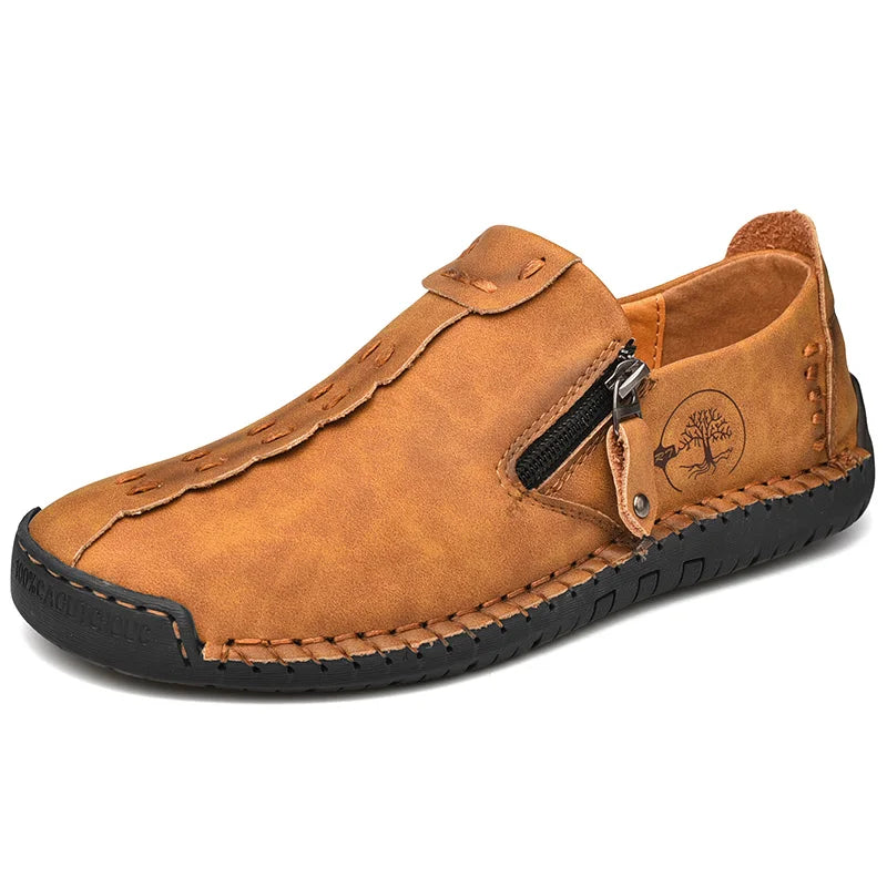 Mocassins en cuir pour hommes, chaussures à enfiler décontractées, respirantes, plates, grande taille, offre spéciale