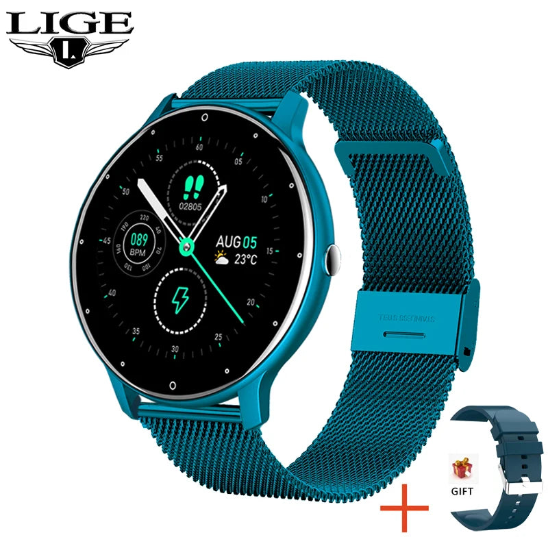 Montre intelligente Dames Écran tactile complet Sports Fitness montre IP67 étanche Bluetooth pour Android iOS Montre intelligente Femme