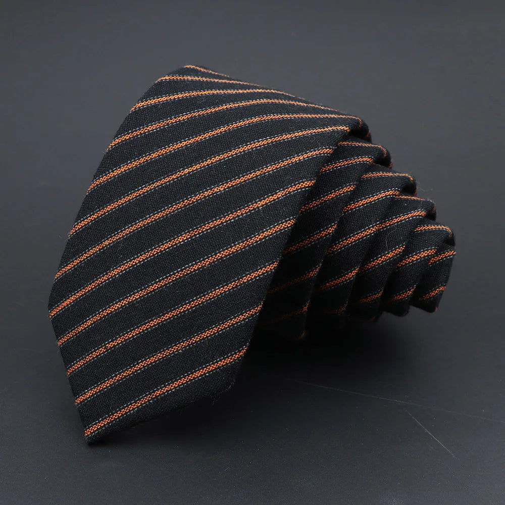 Coton solide fait à la main Cravates en laine Hommes Cravate Rayé Col étroit Slim Cachemire Casual Cravate Accessoires
