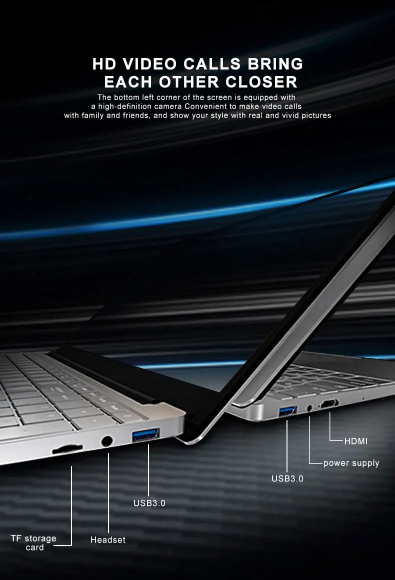 New Slim Laptop 15.6 Inch 12GB RAM 128GB 256GB 512GB 1TB SSD Intel J4125 Computer Laptop With Fingerprint and Backlight Keyboard