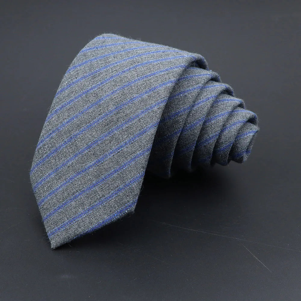 Coton solide fait à la main Cravates en laine Hommes Cravate Rayé Col étroit Slim Cachemire Casual Cravate Accessoires