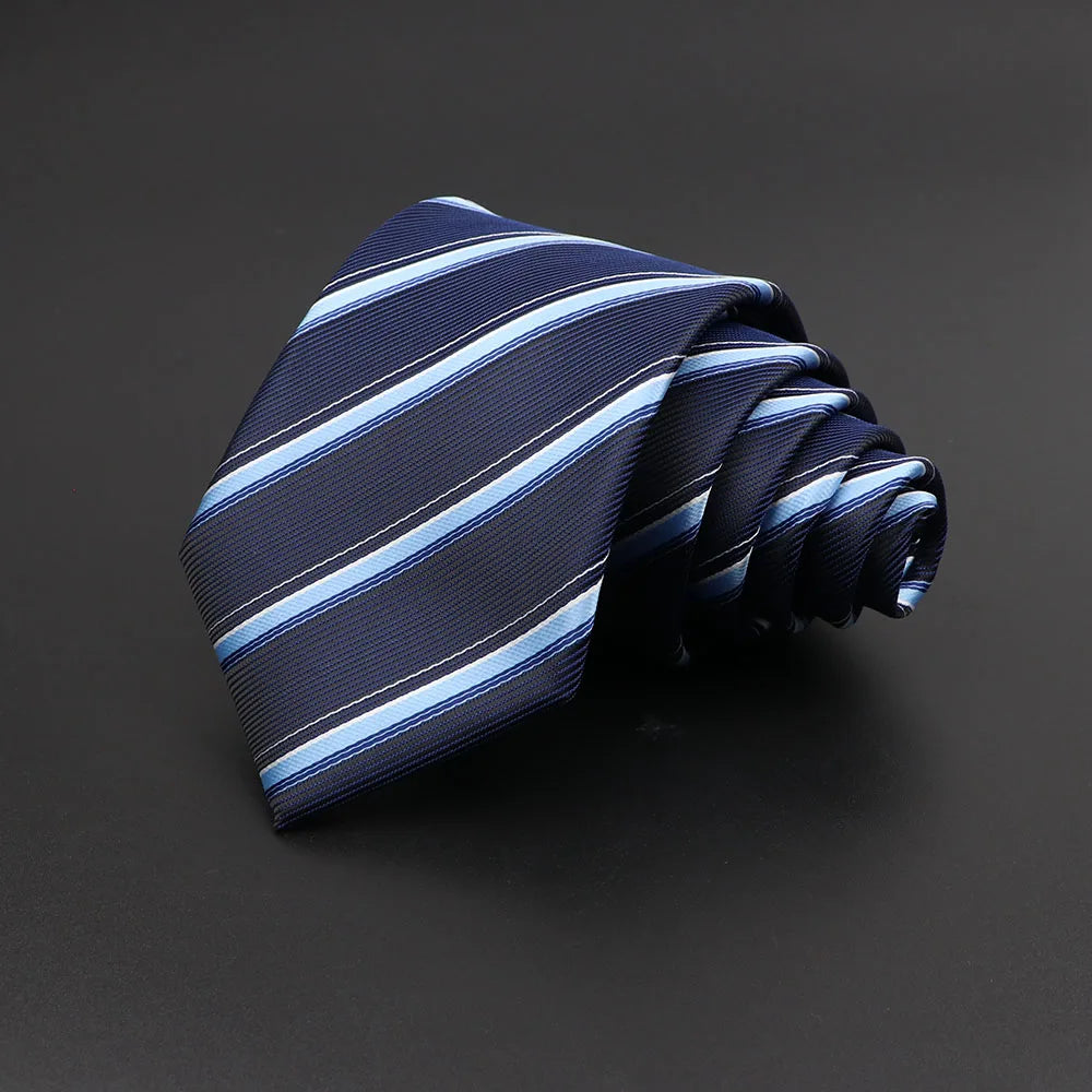 Nouveau Cravate Homme Classique Couleur Unie Rayure Plaid 8cm Jacquard Marine Cravate Accessoires Usure Quotidienne Cravat Mariage Cadeau de Fête