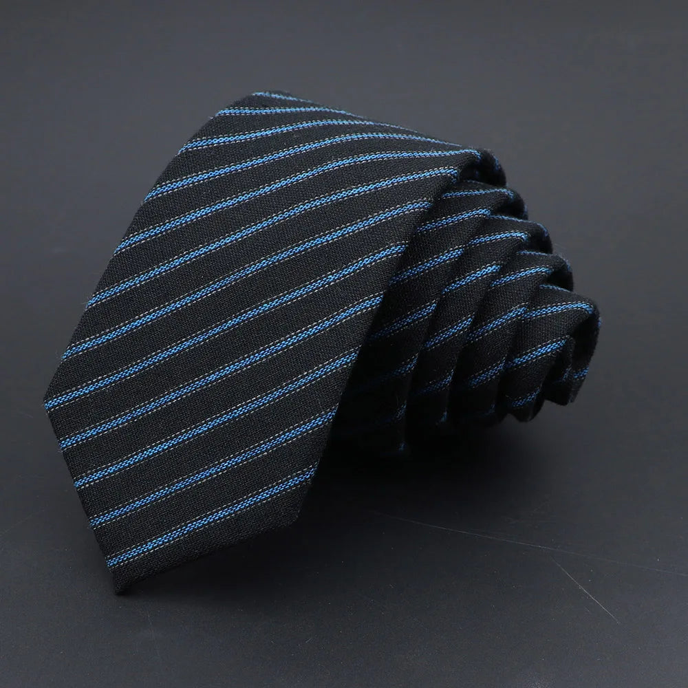 Coton solide fait à la main Cravates en laine Hommes Cravate Rayé Col étroit Slim Cachemire Casual Cravate Accessoires
