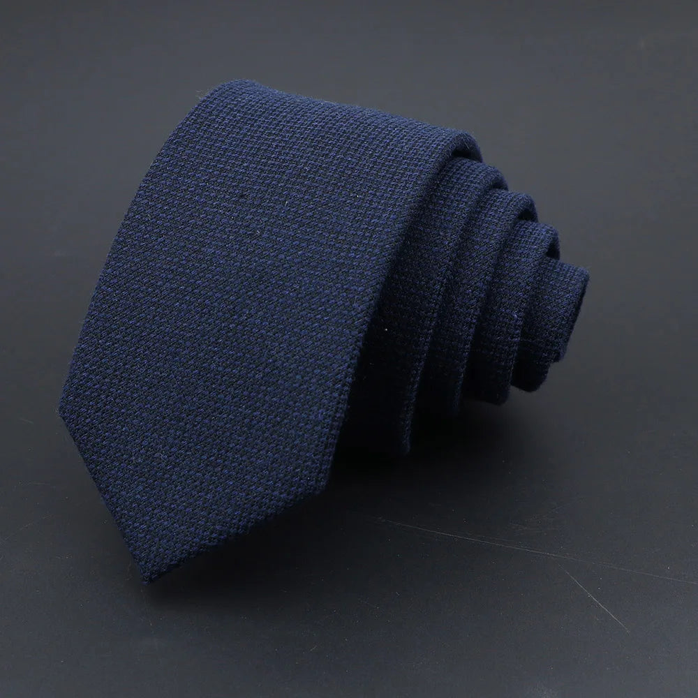 Coton solide fait à la main Cravates en laine Hommes Cravate Rayé Col étroit Slim Cachemire Casual Cravate Accessoires