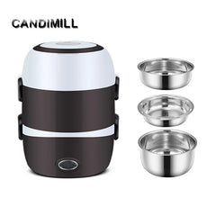 CANDIMILL Mini cuiseur à riz électrique repas Portable chauffage thermique boîte à déjeuner 2/3 couches cuiseur vapeur alimentaire récipient de cuisson