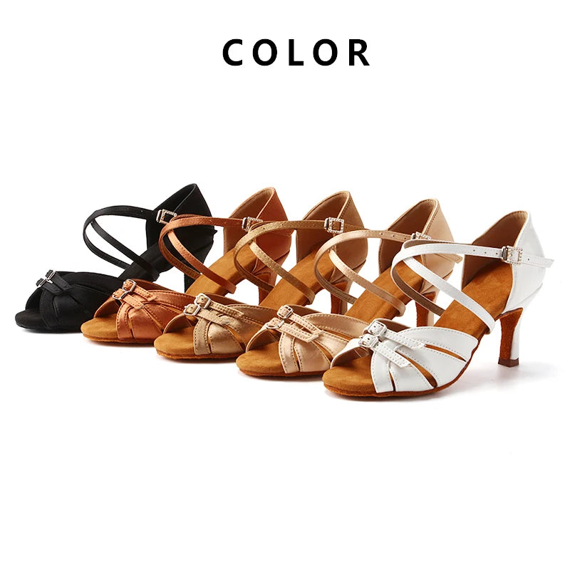 Chaussures de Danse Latine Moderne Pole Dance Chaussures Salsa Tango Talon Haut Réglable Chaussures Latines Pour Filles Dames