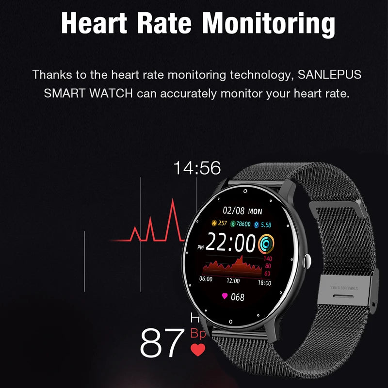 Montre intelligente Dames Écran tactile complet Sports Fitness montre IP67 étanche Bluetooth pour Android iOS Montre intelligente Femme