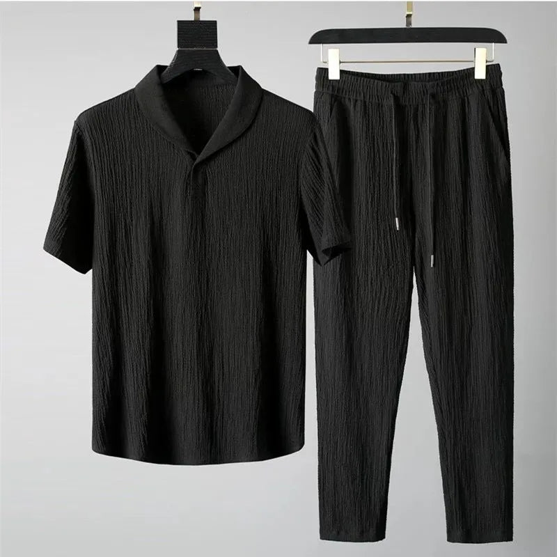 (Chemise + pantalon) 2024 été nouveauté hommes mode chemise classique hommes affaires chemises décontractées hommes un ensemble de vêtements taille M-4XL