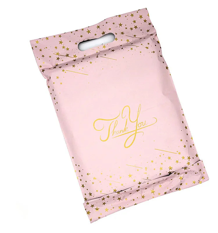 10/50 pièces merci rose Poly Mailer enveloppes adhésives sac bricolage T-shirt sous-vêtements robe Leggings jouets expédition pochettes portables
