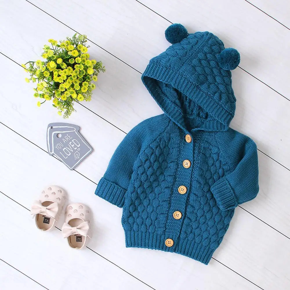 Sweat à capuche tricoté pour bébé fille et garçon de 0 à 24 mois, veste chaude d'automne à manches longues, vêtements d'extérieur