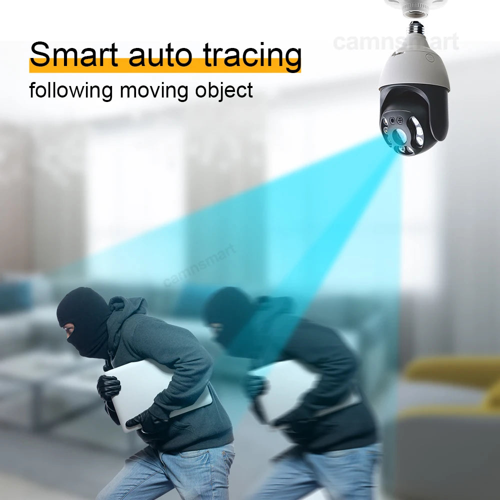 4/5MP Tuya ampoule caméra Wifi IP PTZ extérieur LED Surveillance vidéo corps humain détection de mouvement couleur Vision nocturne sécurité à la maison