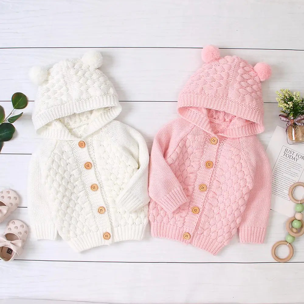 Sweat à capuche tricoté pour bébé fille et garçon de 0 à 24 mois, veste chaude d'automne à manches longues, vêtements d'extérieur