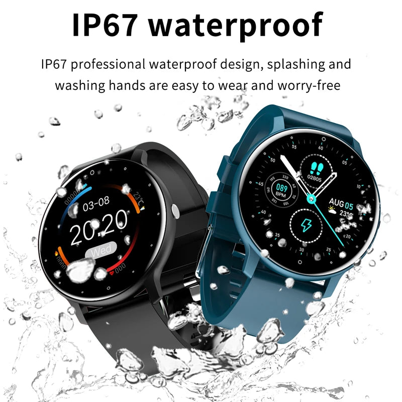 Montre intelligente Dames Écran tactile complet Sports Fitness montre IP67 étanche Bluetooth pour Android iOS Montre intelligente Femme