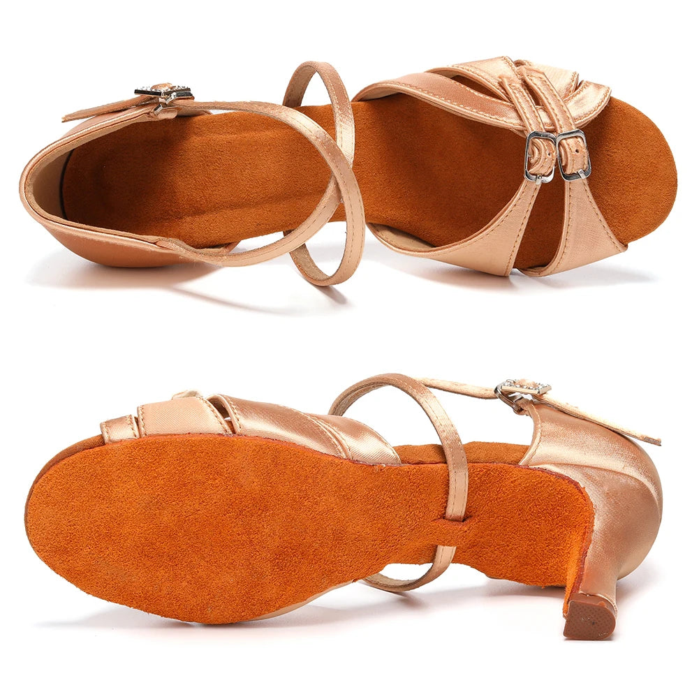 Chaussures de Danse Latine Moderne Pole Dance Chaussures Salsa Tango Talon Haut Réglable Chaussures Latines Pour Filles Dames