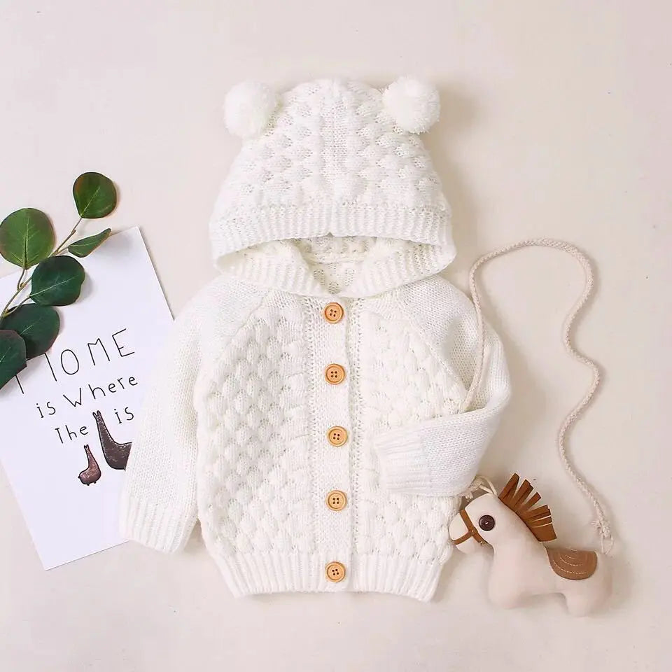 Sweat à capuche tricoté pour bébé fille et garçon de 0 à 24 mois, veste chaude d'automne à manches longues, vêtements d'extérieur