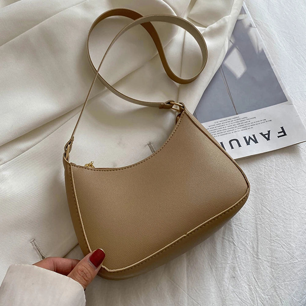 Sacs À Main De Mode Pour Femmes Rétro Couleur Unie PU Cuir Épaule Sac Sous Bras Casual Femmes Hobos Sacs à main