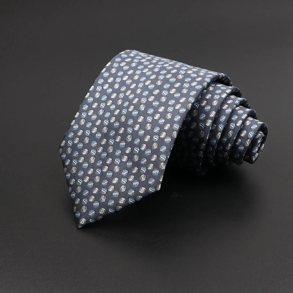 Nouveau Cravate Homme Classique Couleur Unie Rayure Plaid 8cm Jacquard Marine Cravate Accessoires Usure Quotidienne Cravat Mariage Cadeau de Fête