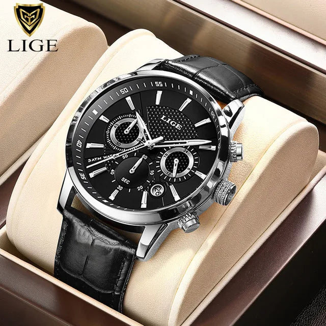 2025 nouvelles montres pour hommes LIGE Top marque de luxe en cuir montre à quartz décontractée hommes Sport étanche horloge montre Relogio Masculino + boîte