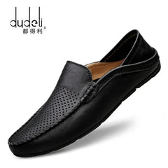 DUDELI – mocassins en cuir véritable pour hommes, chaussures d'été creuses italiennes de marque de luxe, chaussures de bateau respirantes
