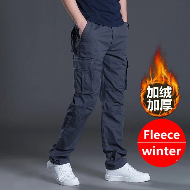 Spring Autumn Men's Cargo Pants Mens Casual Multi Pockets Military Large Size Tactical Pants Men Outwear Straight Winter Pants