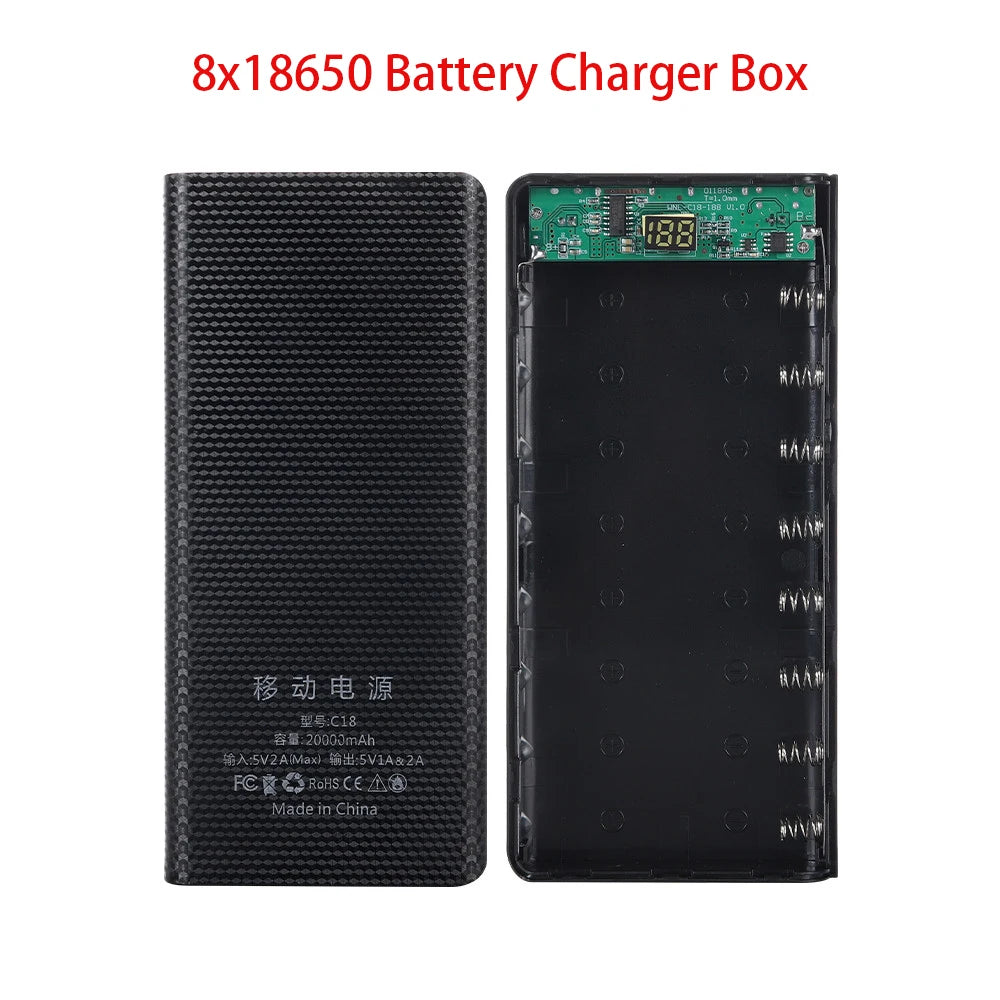 Charge rapide 18650 batterie externe 20000mAh USB Type C 5V étuis batterie Charge boîte de rangement sans batterie pour iPhone Xiaomi Huawei
