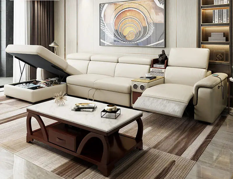 Living Room Sofa bed real genuine leather sofas salon couch electric recliner L sofa cama speaker air cleaner storage bluetooth