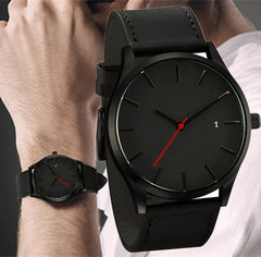 Montre à Quartz Simple pour hommes, montre-bracelet de Sport militaire, bracelet en cuir, calendrier complet, Hom Saati